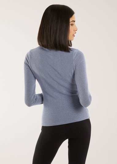 Pink Vanilla Two Tone Rib Double Zip Top