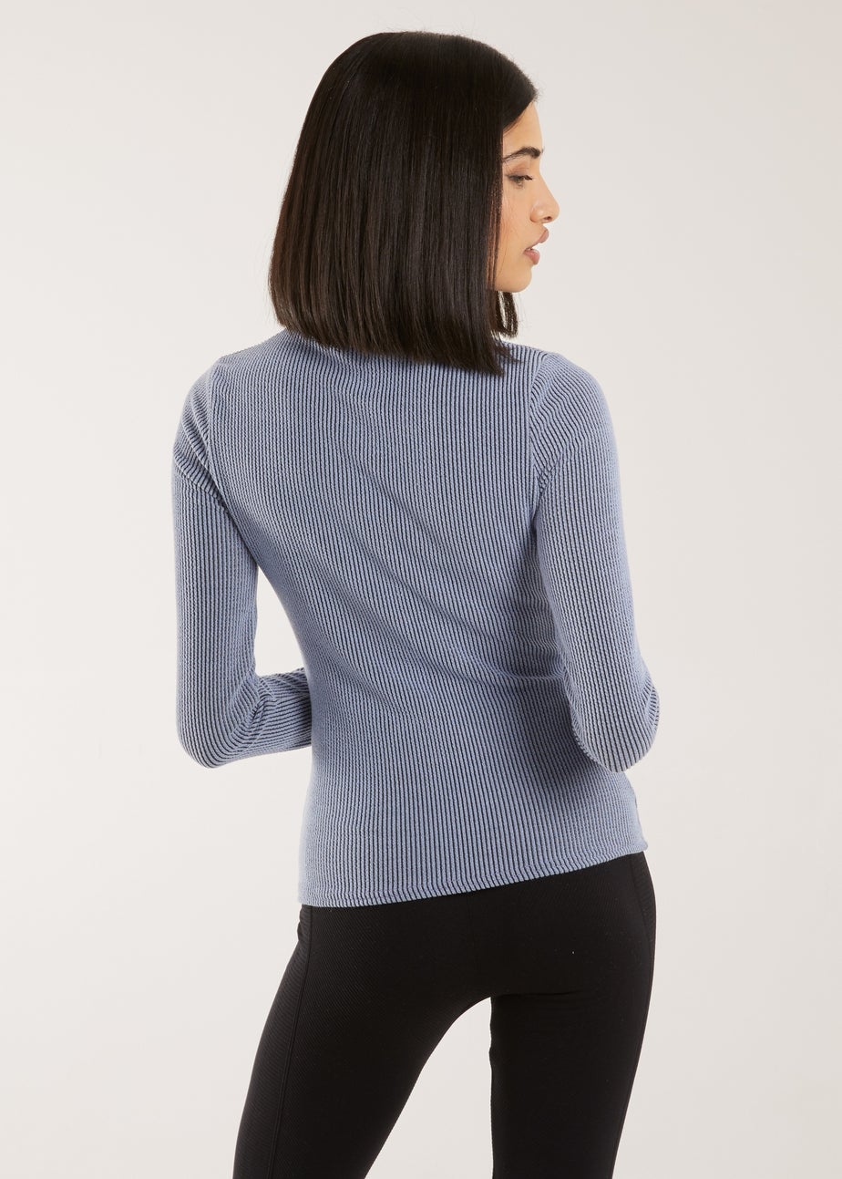 Pink Vanilla Two Tone Rib Double Zip Top