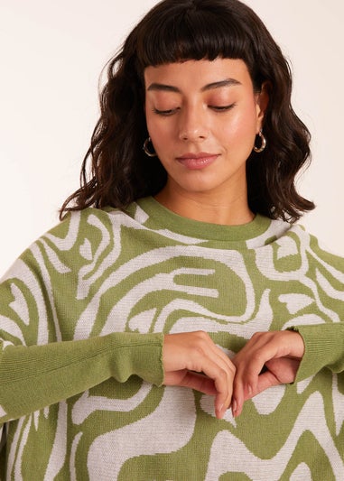 Blue Vanilla Geometric Swirl Batwing Jumper