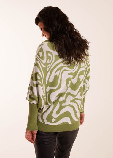 Blue Vanilla Geometric Swirl Batwing Jumper