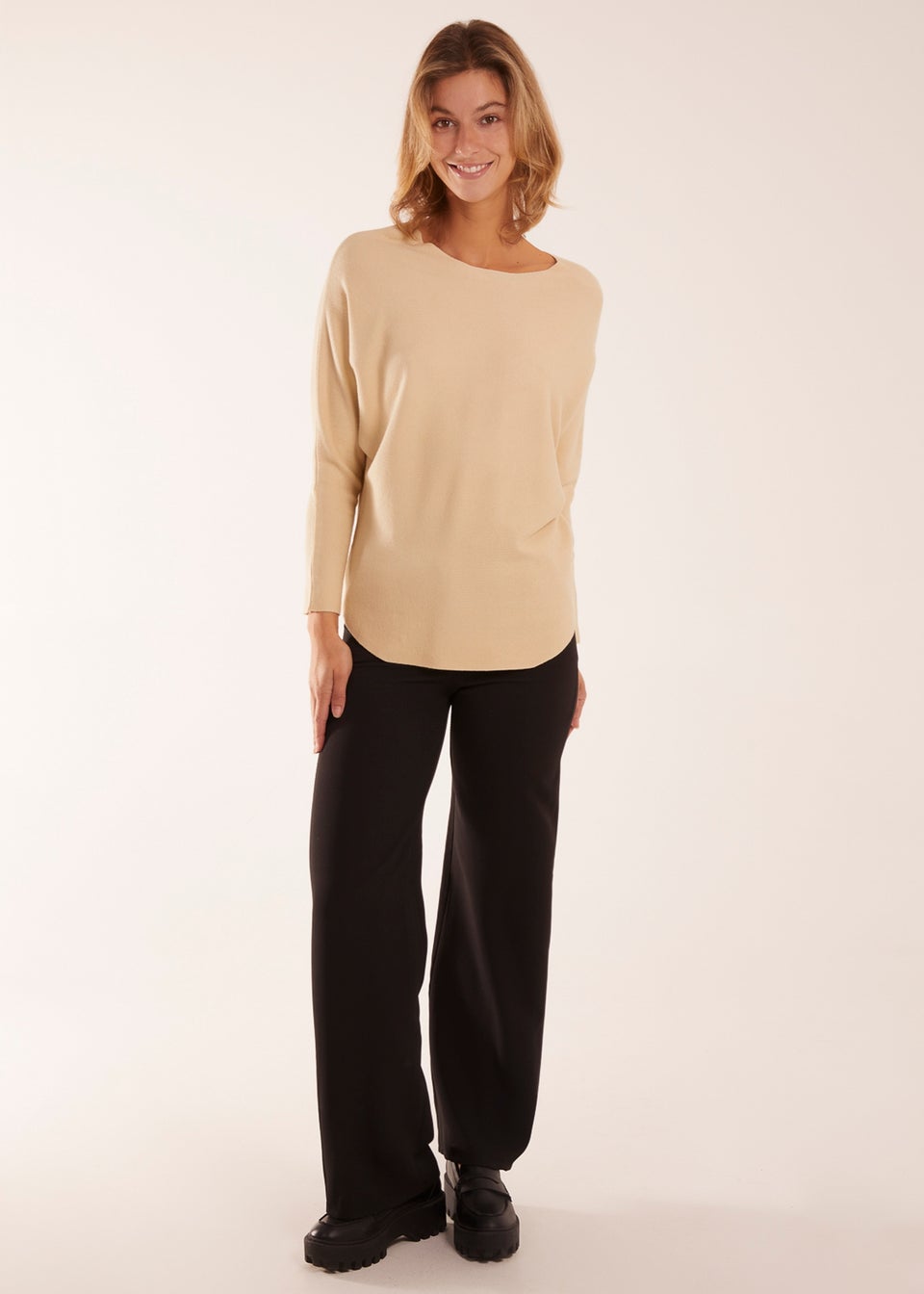 Blue Vanilla Plain Batwing Top