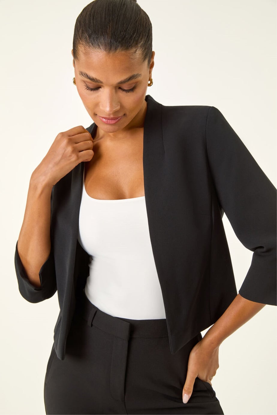 Roman Black 3/4 Sleeve Rochette Jacket