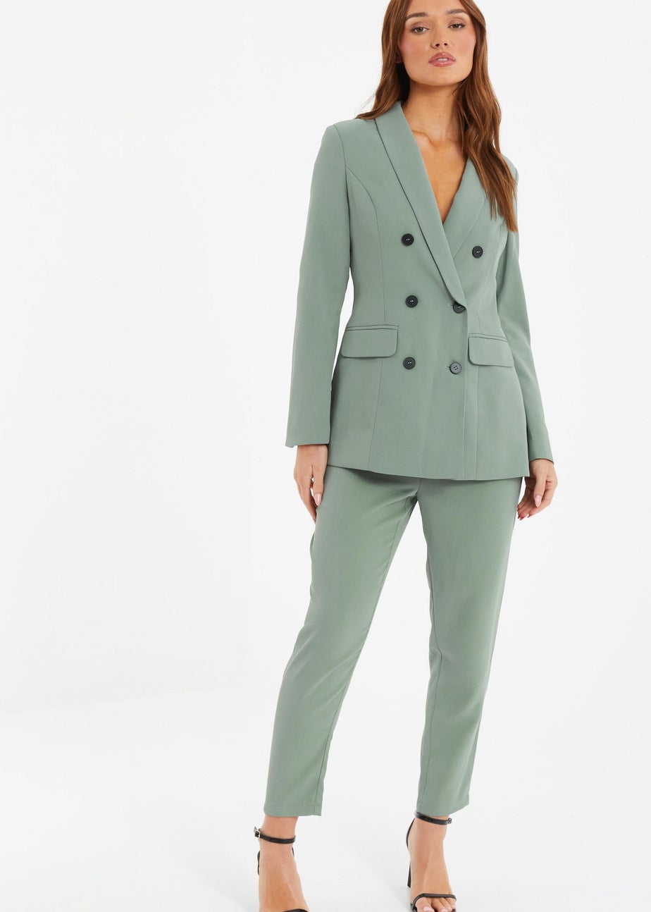 Quiz Green High Waisted Tapered Trousers