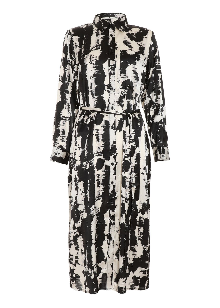 Quiz Multi Satin Marble Print Shirt Dress