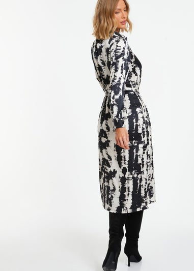 Quiz Multi Satin Marble Print Shirt Dress