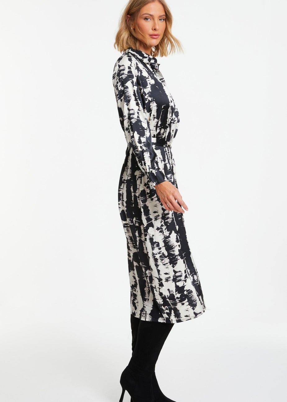 Quiz Multi Satin Marble Print Shirt Dress