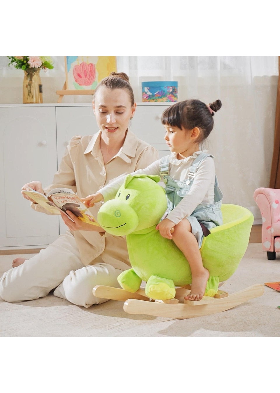 HOMCOM Kids Rocking Dinosaur Plush Toy
