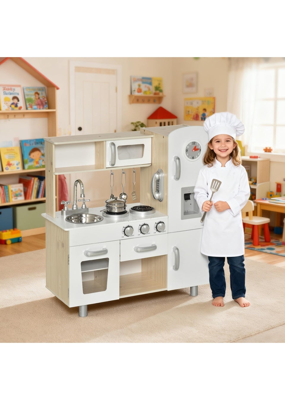 HOMCOM Kitchen with Accessories Play Set