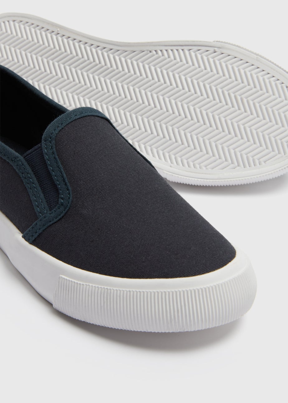 Boys Navy Canvas Skate Trainers (Younger 10-Older 6)