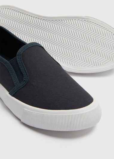 Boys Navy Canvas Skate Trainers (Younger 10-Older 6)