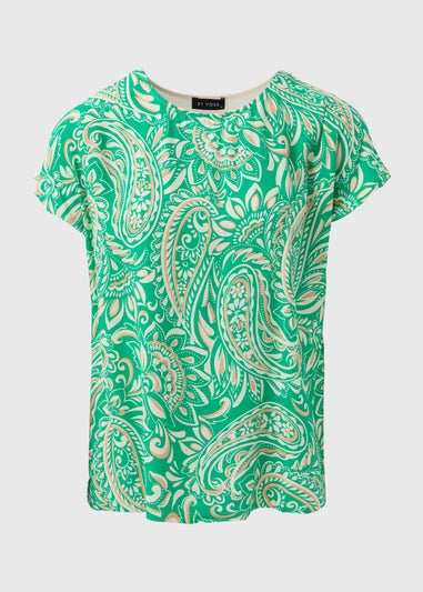 Et Vous Green & White Paisley T-Shirt