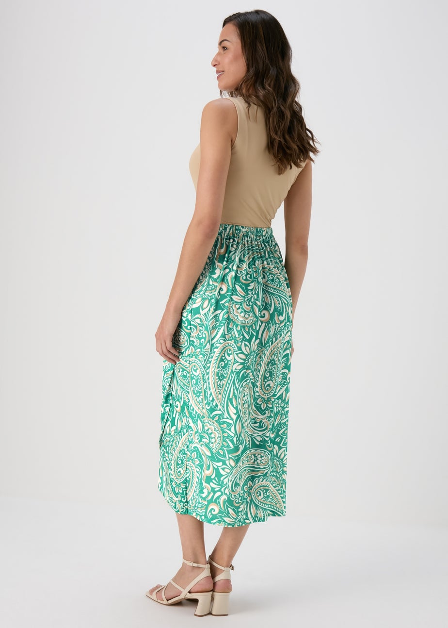 Et Vous Green & White Paisley Midi Skirt