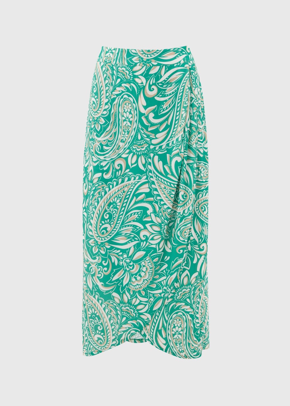Et Vous Green & White Paisley Midi Skirt