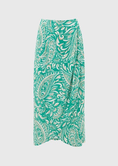 Et Vous Green & White Paisley Midi Skirt