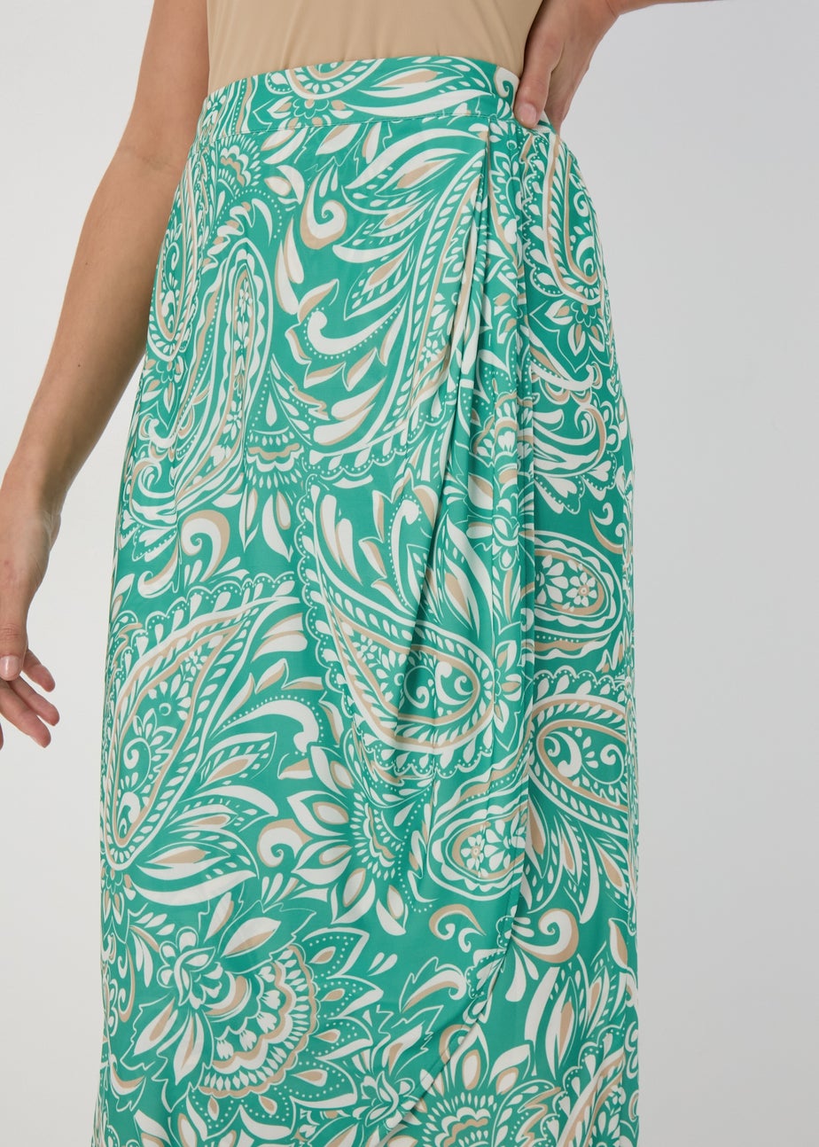 Et Vous Green & White Paisley Midi Skirt