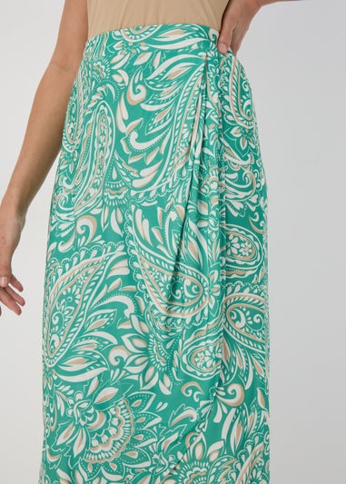 Et Vous Green & White Paisley Midi Skirt