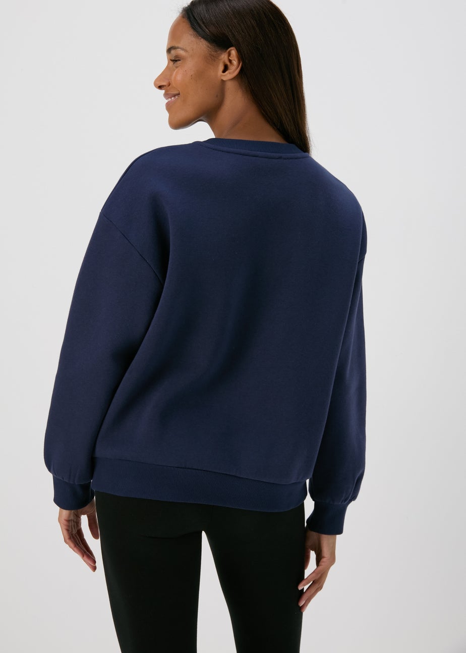 Navy Embroidered Graphic Sweatshirt