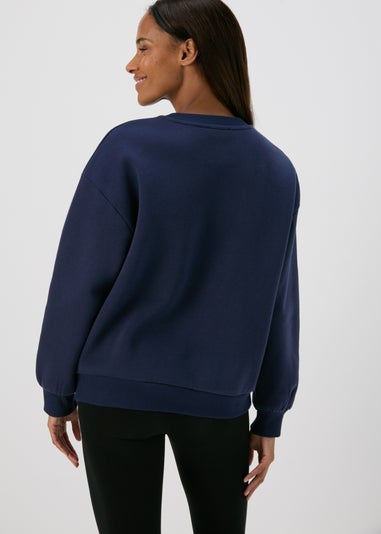 Navy Embroidered Graphic Sweatshirt