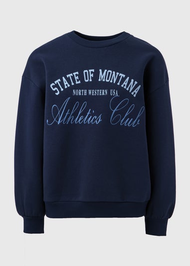 Navy Embroidered Graphic Sweatshirt