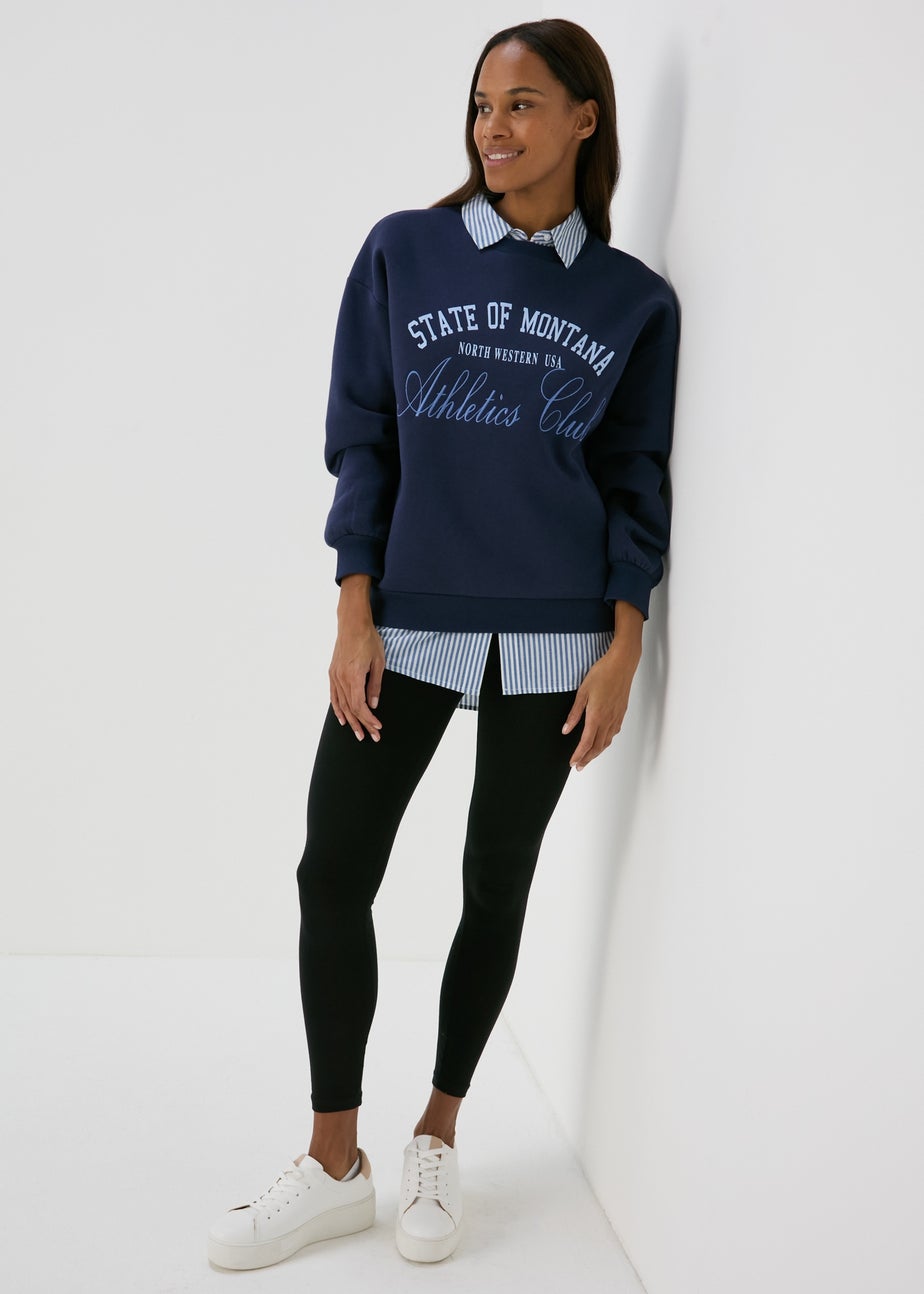 Navy Embroidered Graphic Sweatshirt