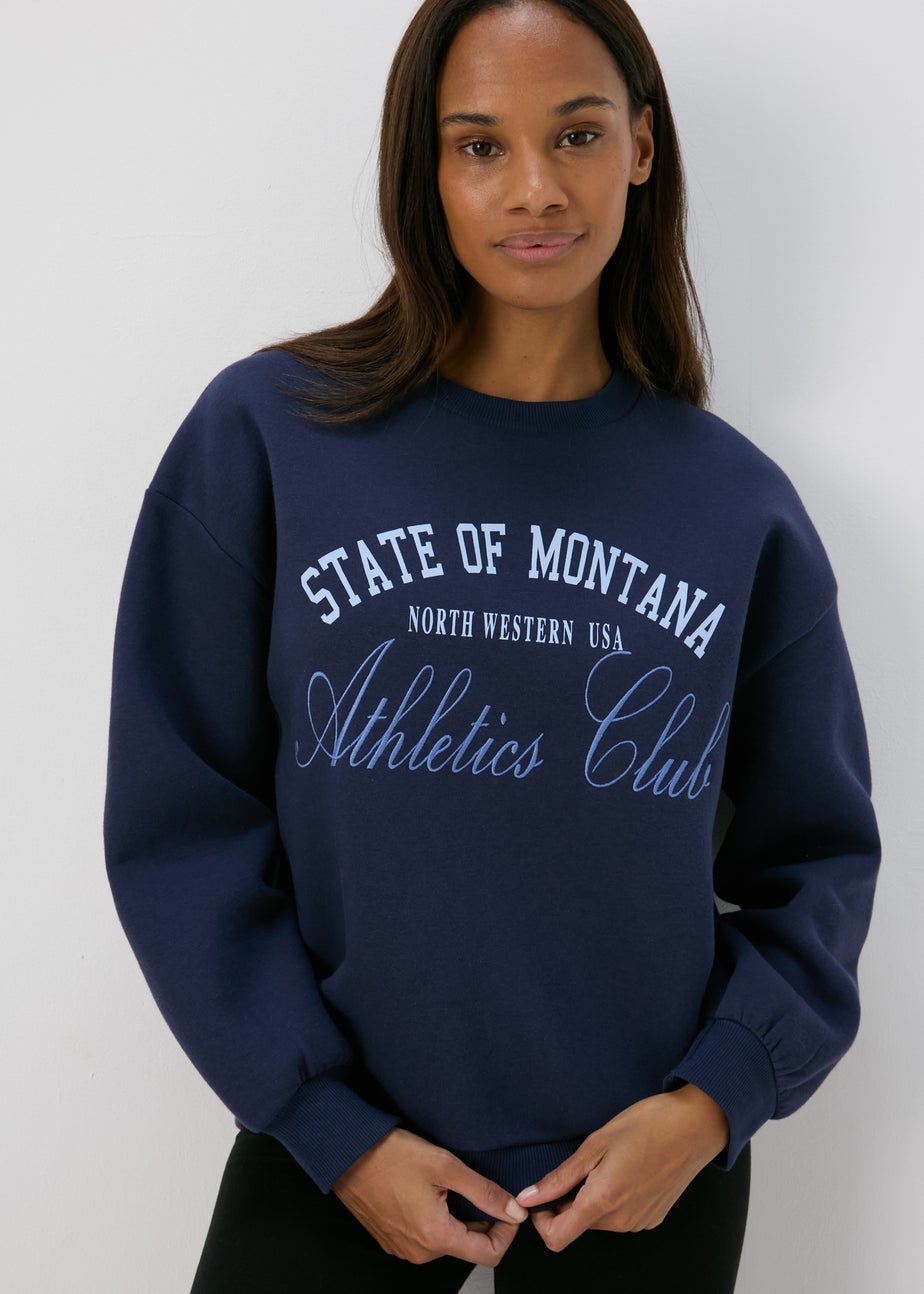 Navy Embroidered Graphic Sweatshirt