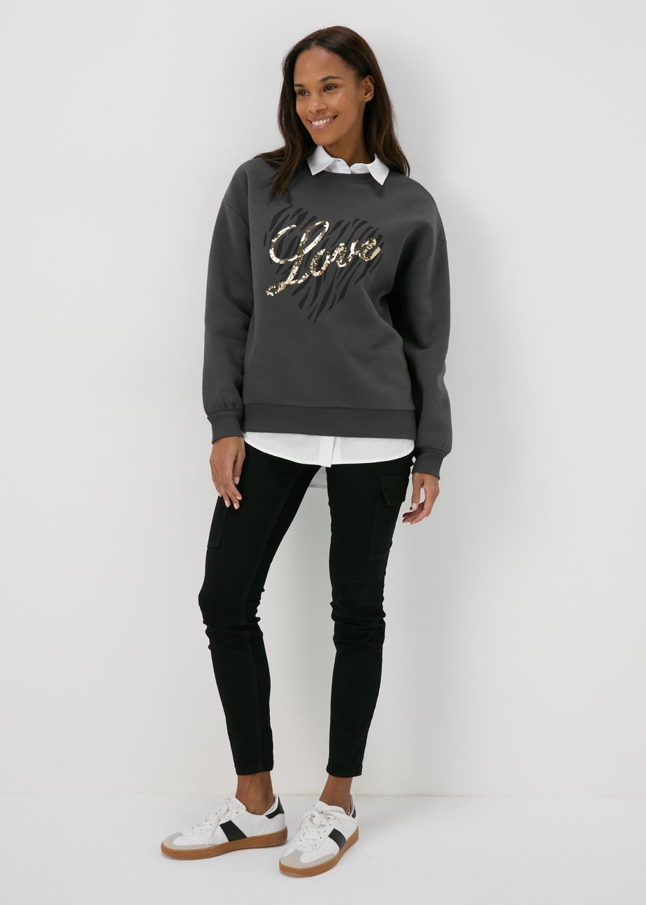 Charcoal Sequin Graphic Sweatshirt