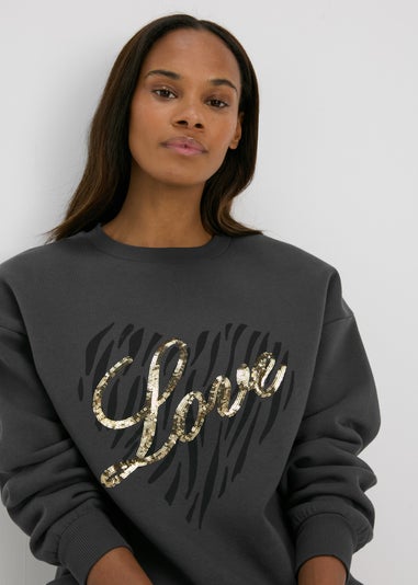 Charcoal Sequin Graphic Sweatshirt