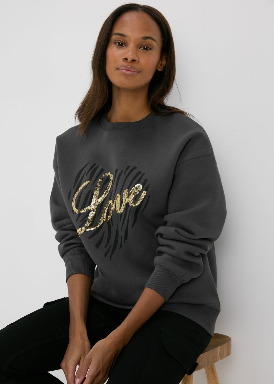 Charcoal Sequin Graphic Sweatshirt