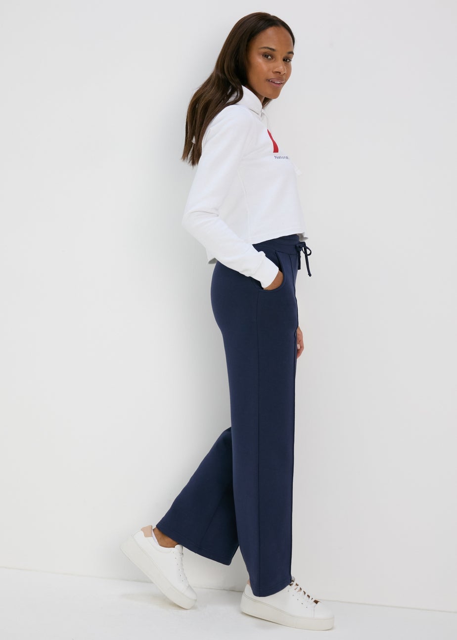 Navy Wide Leg Trousers