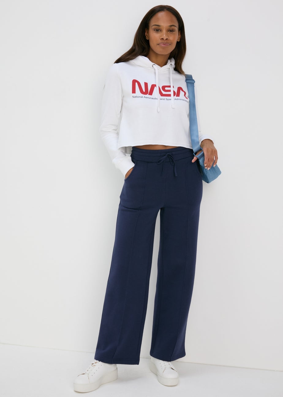 Navy Wide Leg Trousers