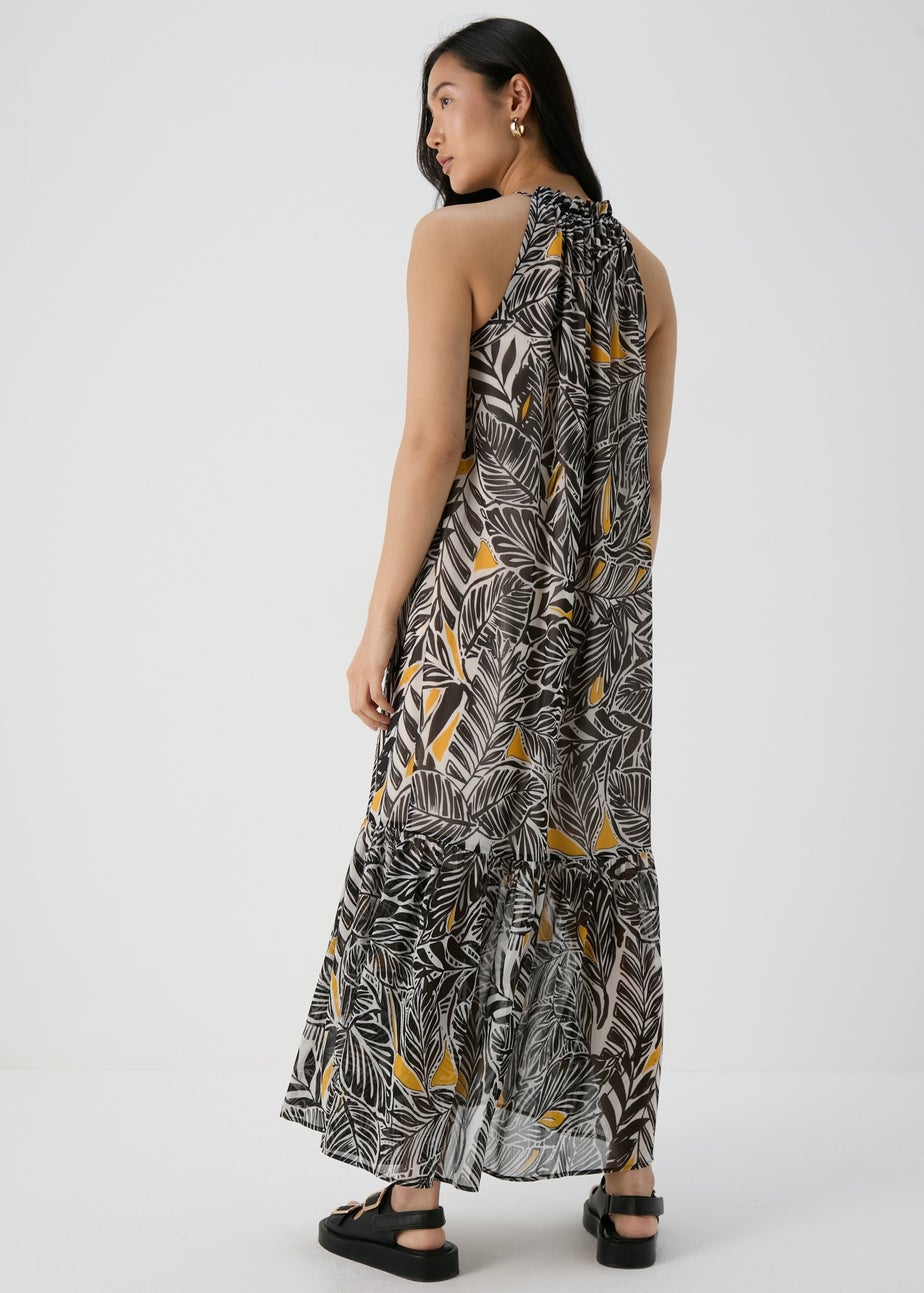 Et Vous Black Palm Printed Maxi Dress