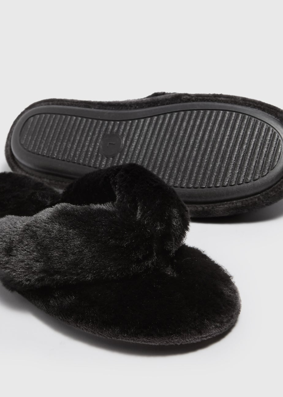 Black Fur Slippers