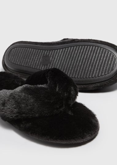 Black Fur Slippers