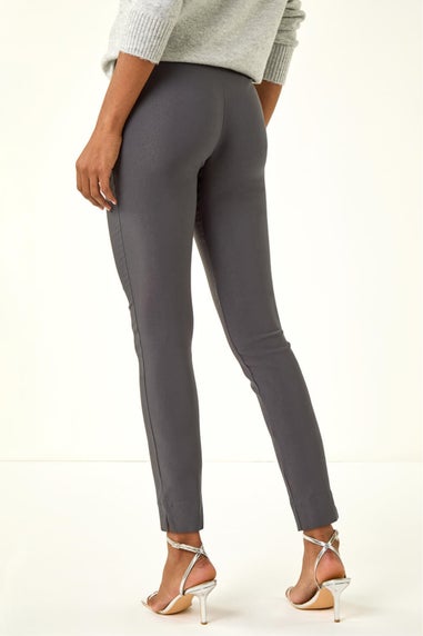 Roman Dark Grey Full Length Elastic Waist Stretch Trousers