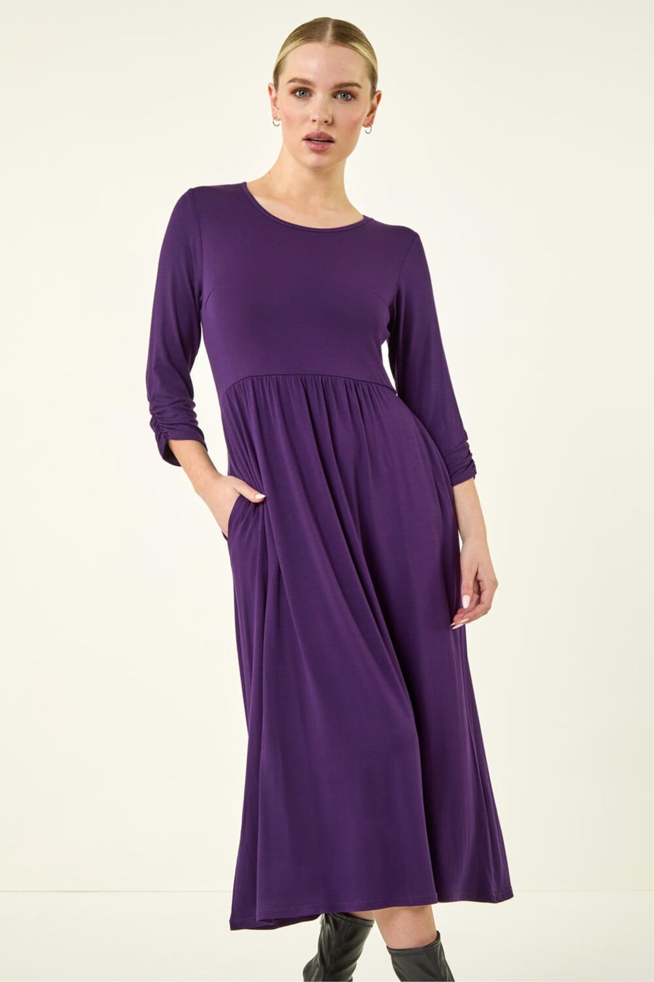 Roman Petite Purple Jersey Stretch Midi Dress