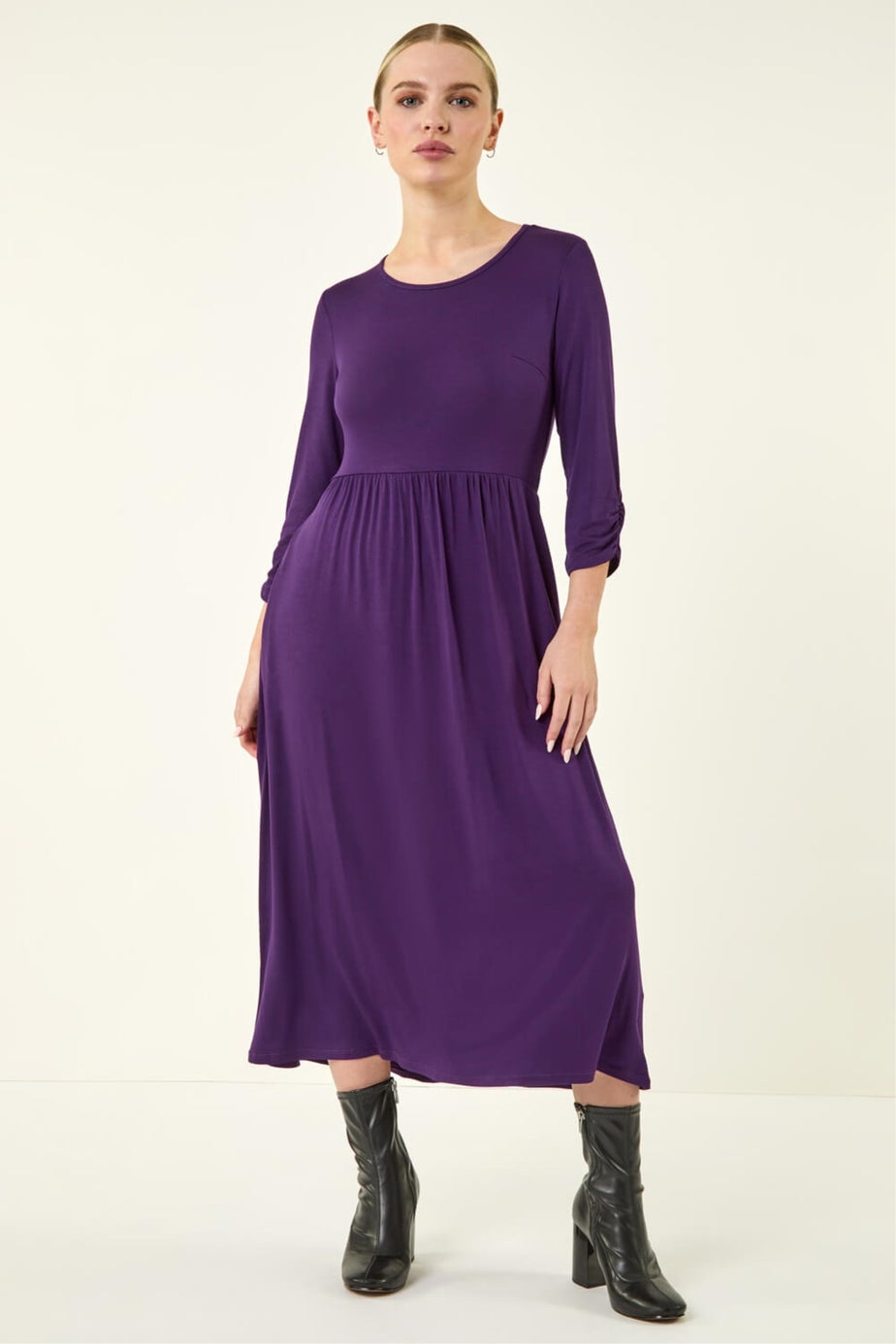 Roman Petite Purple Jersey Stretch Midi Dress