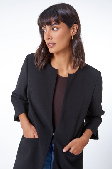 Roman Black Smart Longline Textured Jacket