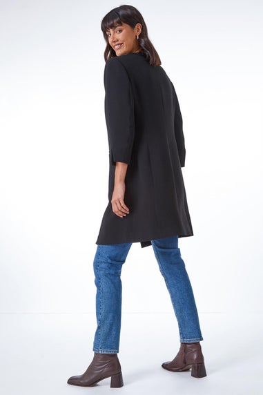 Roman Black Smart Longline Textured Jacket