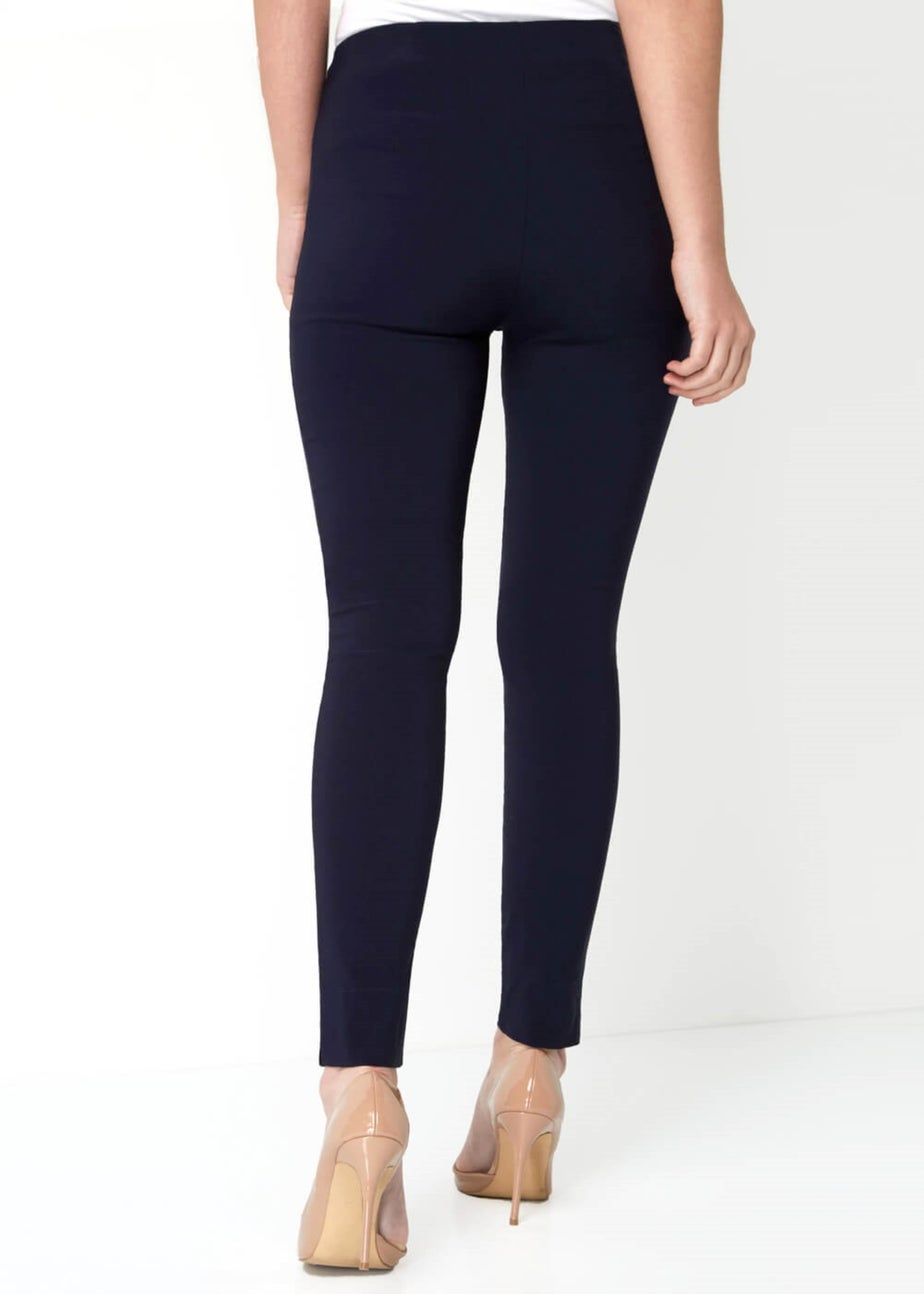 Roman Navy Full Length Elastic Waist Stretch Trousers