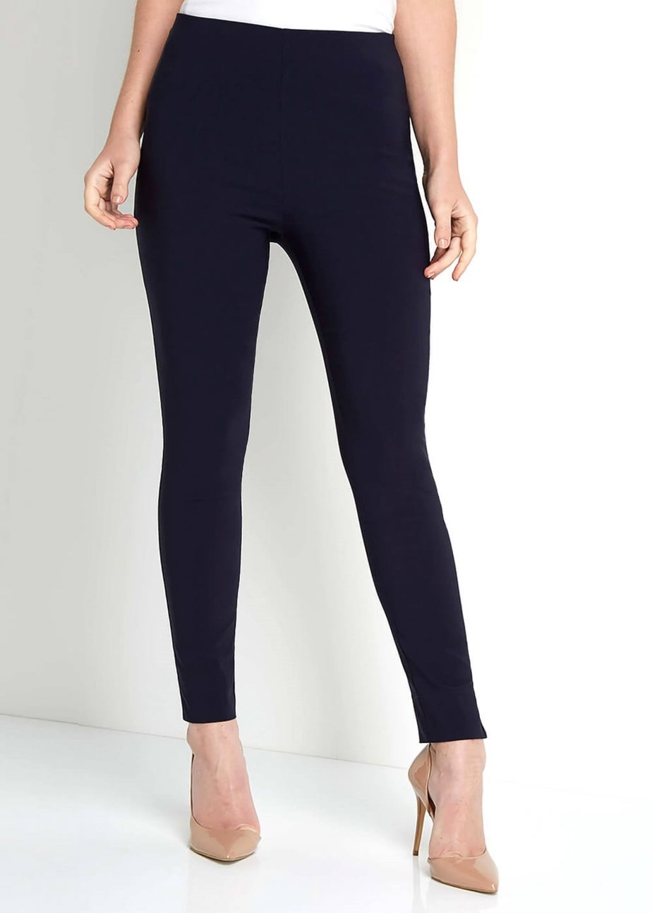 Roman Navy Full Length Elastic Waist Stretch Trousers