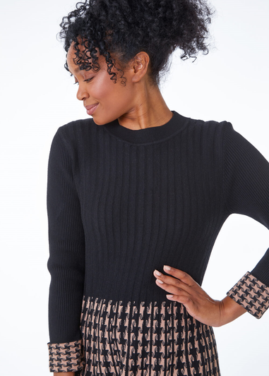Roman Petite Black Contrast Knitted Jumper Dress