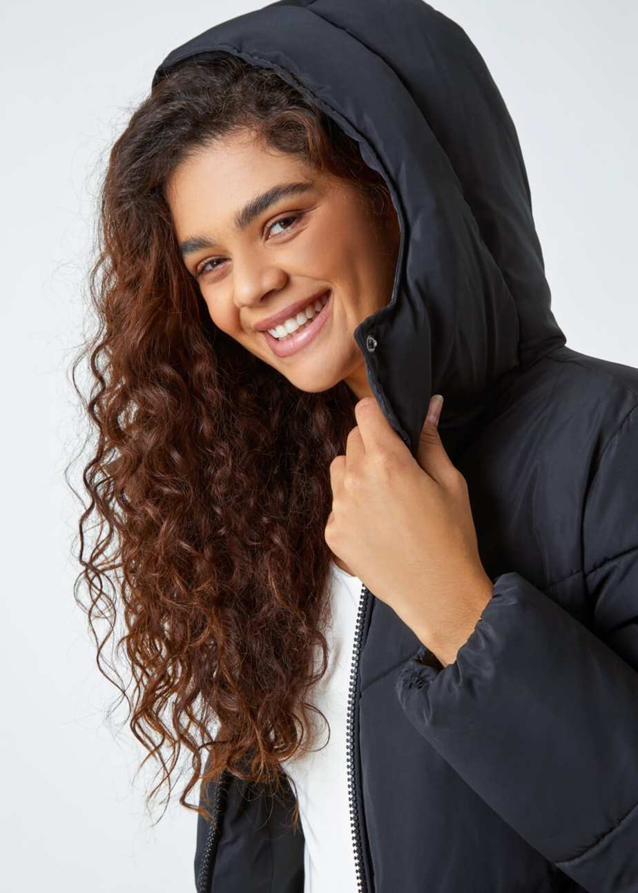 Roman Black Hooded Padded Coat
