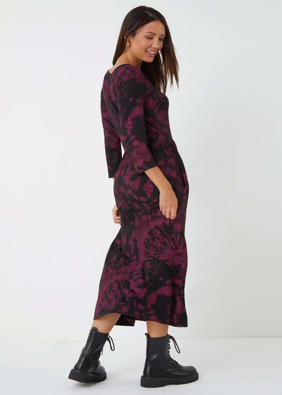 Roman Port Tie Dye Pocket Stretch Midi Dress