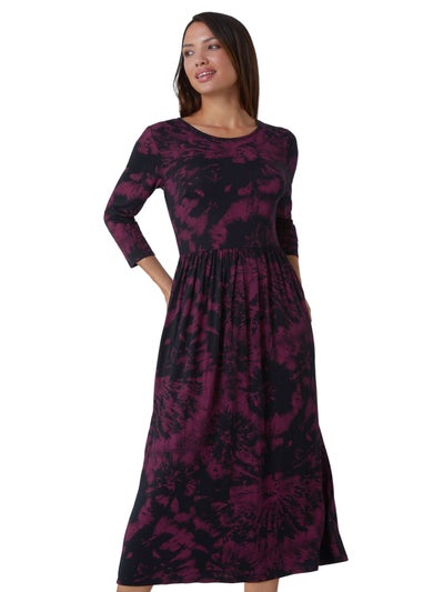 Roman Port Tie Dye Pocket Stretch Midi Dress