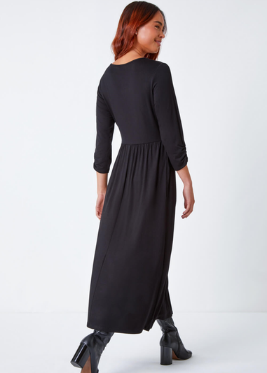 Roman Black Petite Stretch Jersey Midi Dress