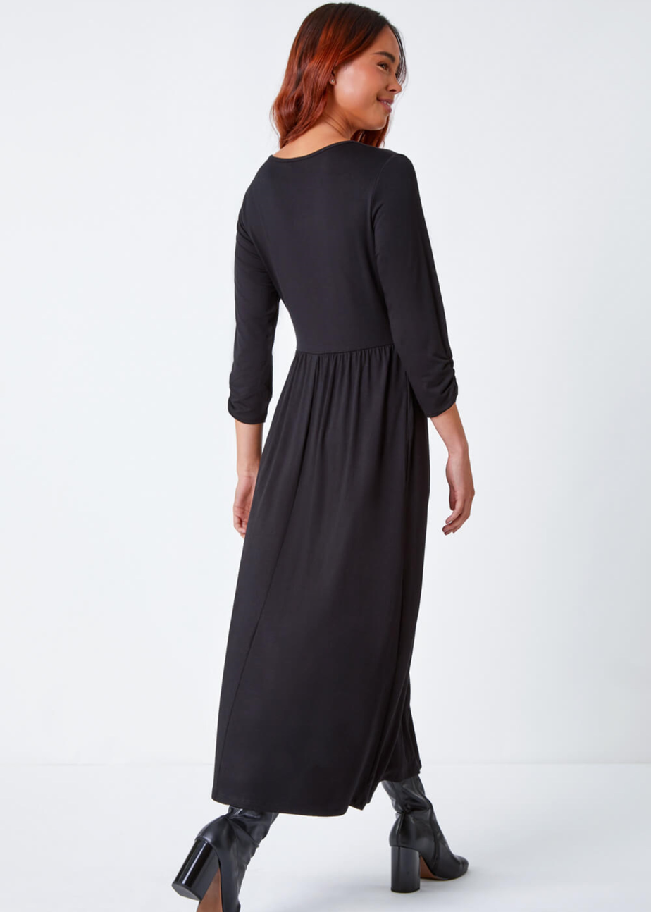 Roman Black Petite Stretch Jersey Midi Dress