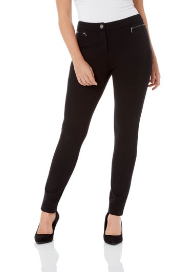 Roman Black Zip Detail Stretch Trouser