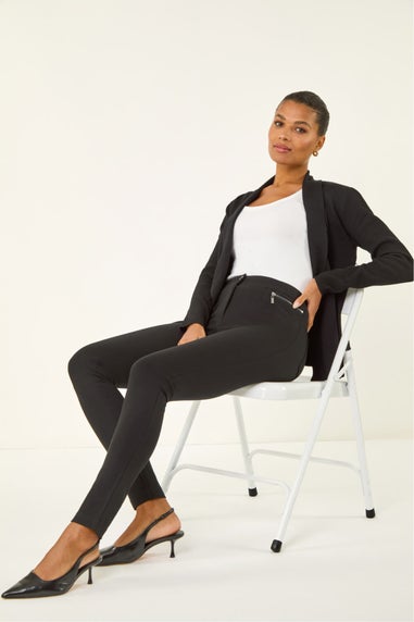 Roman Black Zip Detail Stretch Trouser
