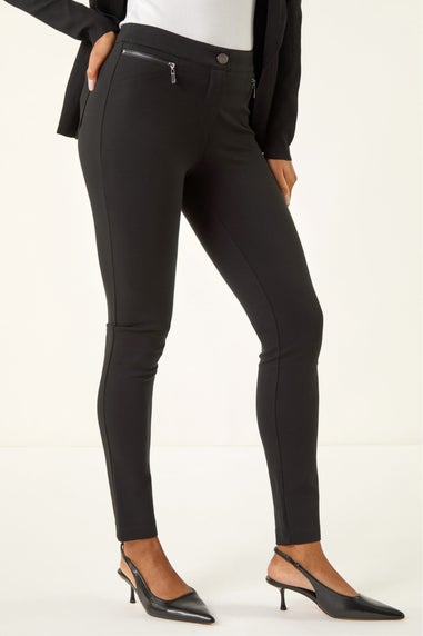 Roman Black Zip Detail Stretch Trouser