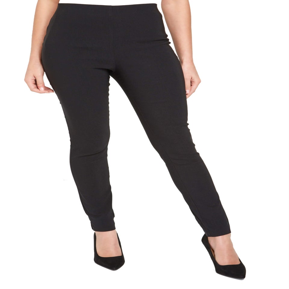 Roman Black Full Length Elastic Waist Stretch Trousers